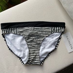 Athleta black & white striped bikini bottoms